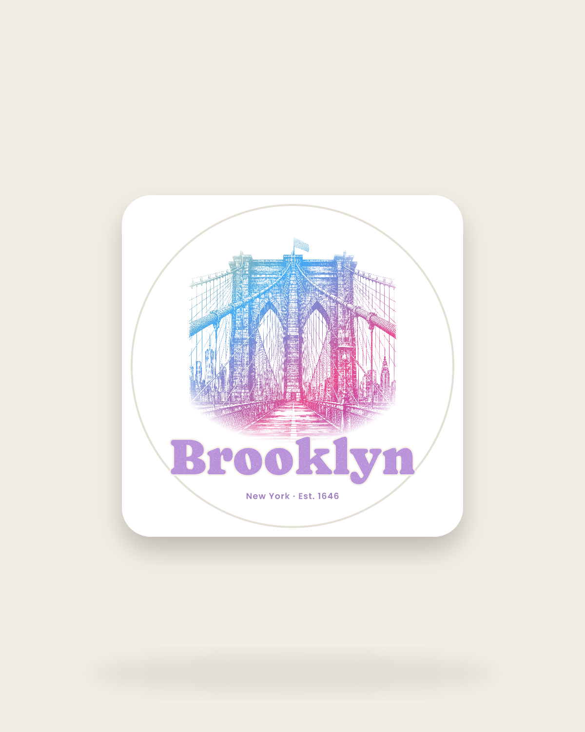 Brooklyn Brooklyn Bridge Kiss-Cut Sticker in White
