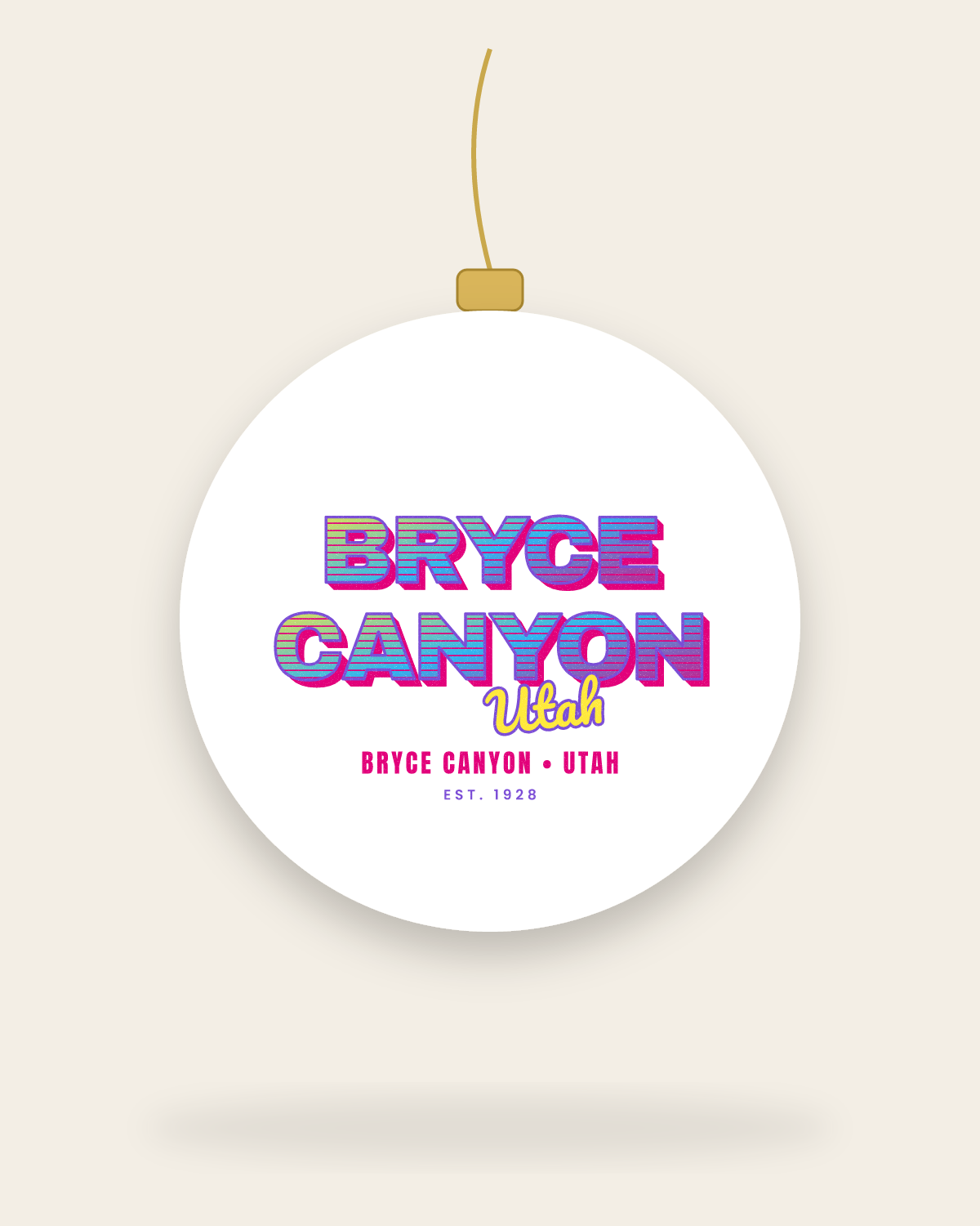 Bryce Canyon Music TV Ceramic Ornament in White
