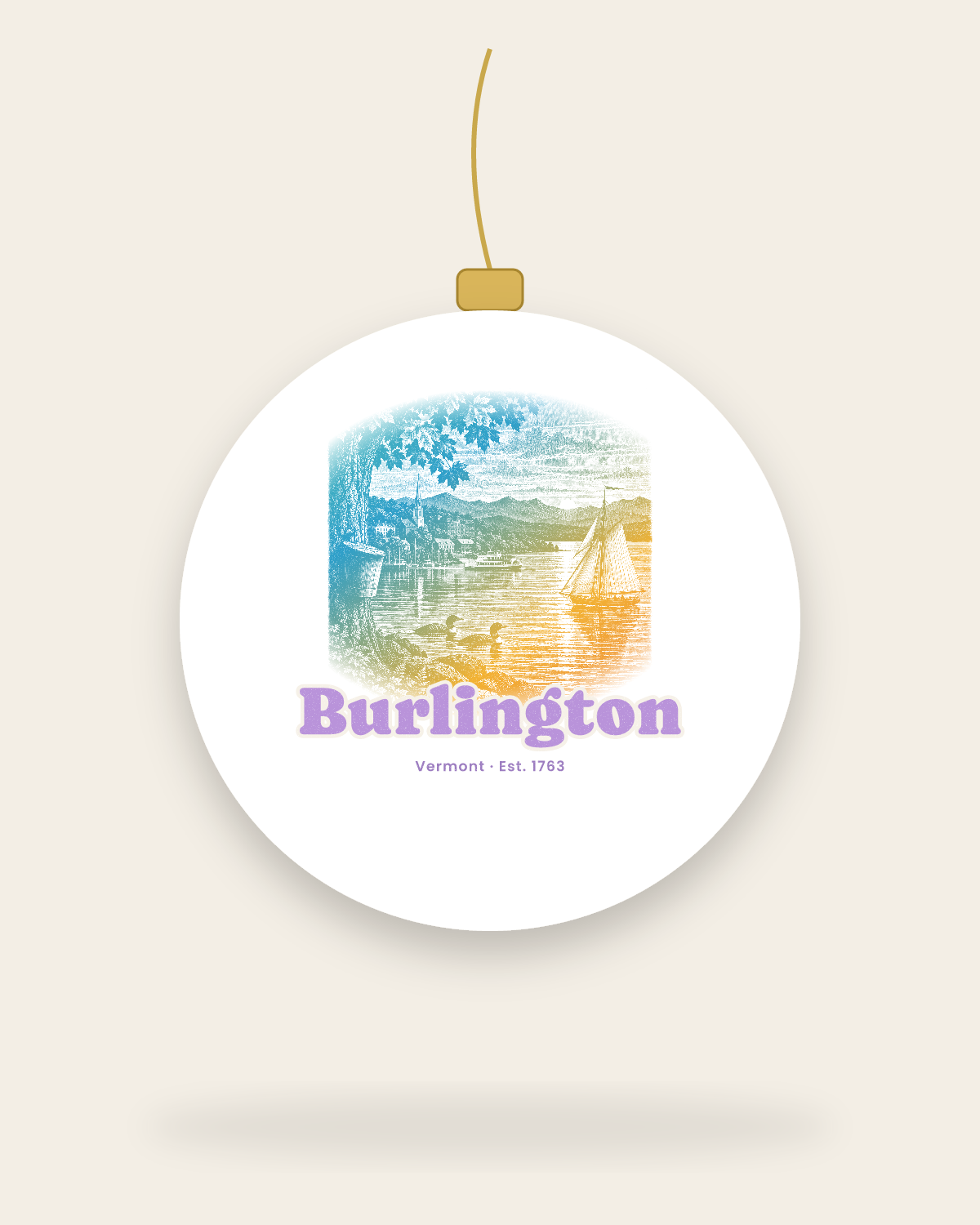 Burlington Lake Champlain Sail Ceramic Ornament in White