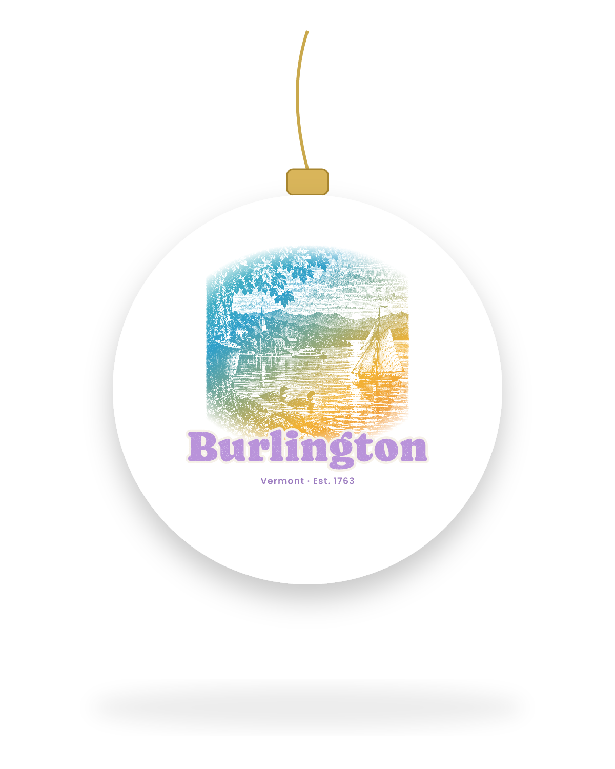 Burlington Lake Champlain Sail Ceramic Ornament in White