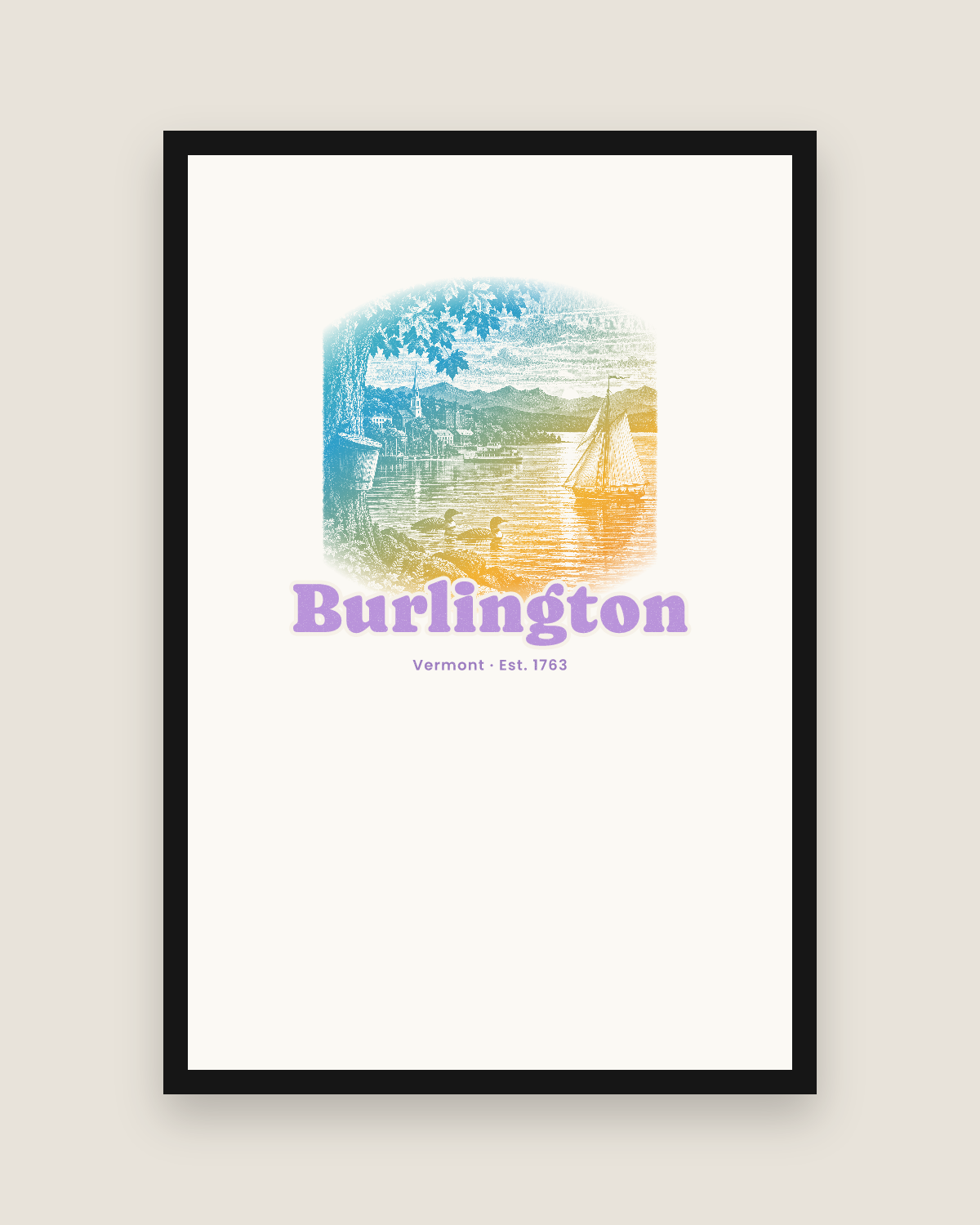 Burlington Lake Champlain Sail Matte Poster in White