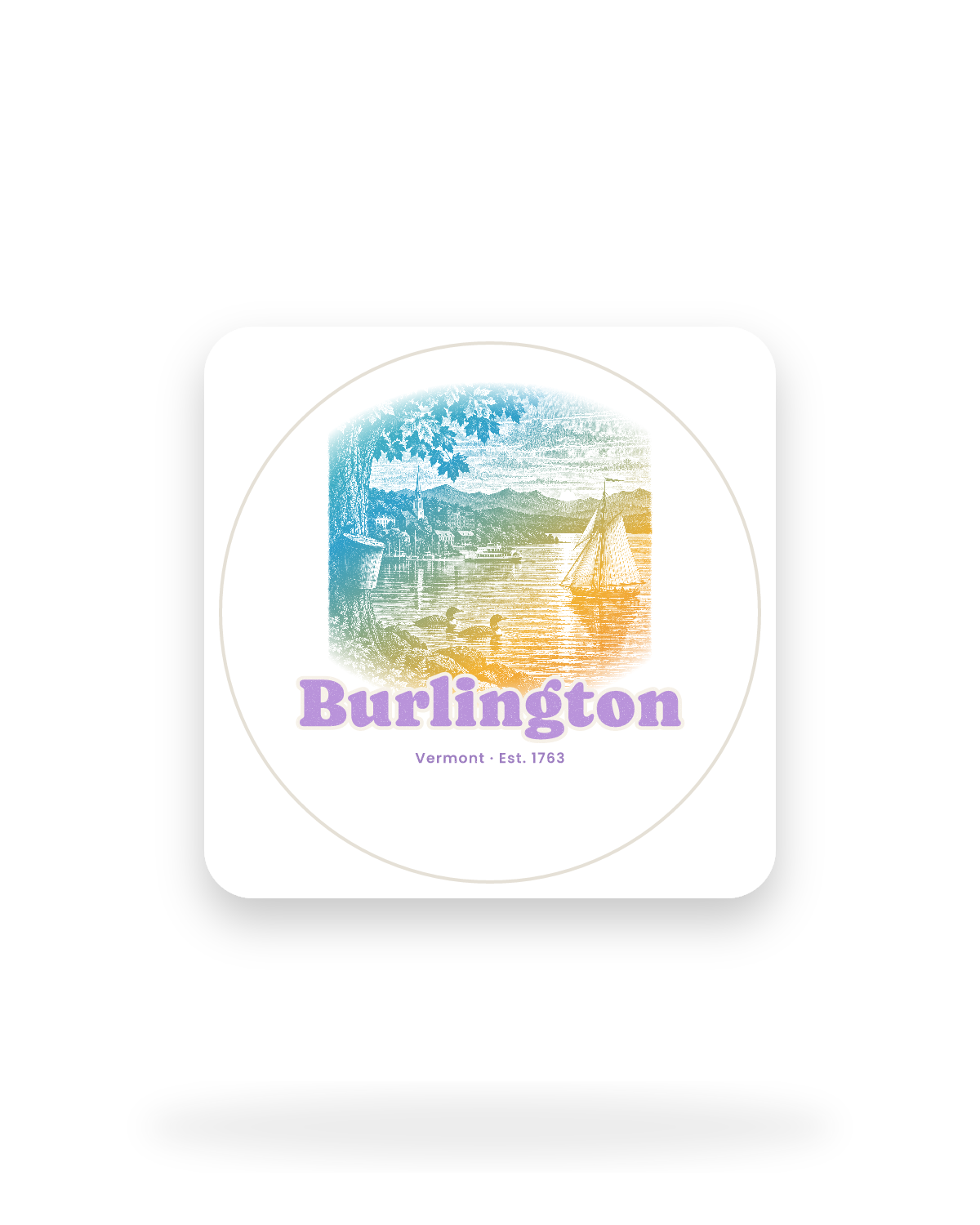 Burlington Lake Champlain Sail Kiss-Cut Sticker in White