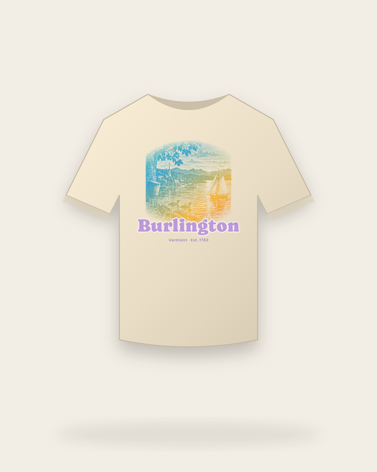 Burlington Lake Champlain Sail Classic Tee in Natural