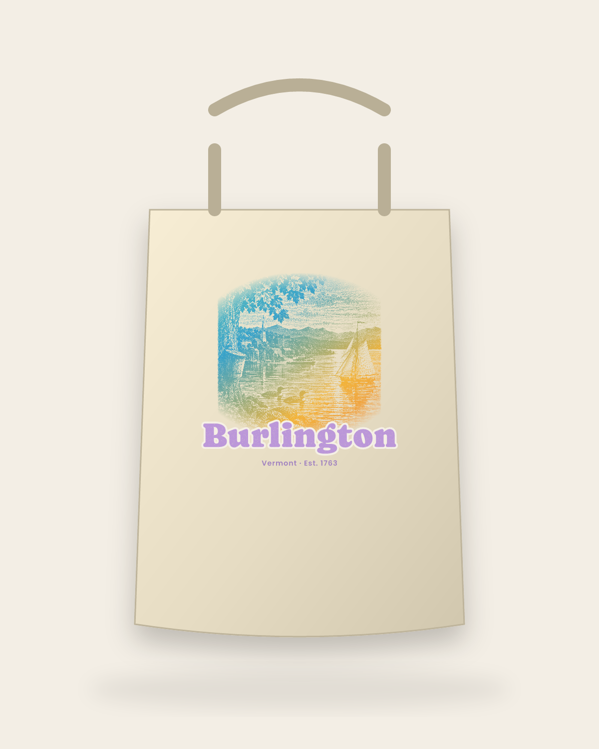 Burlington Lake Champlain Sail Canvas Tote in Beige