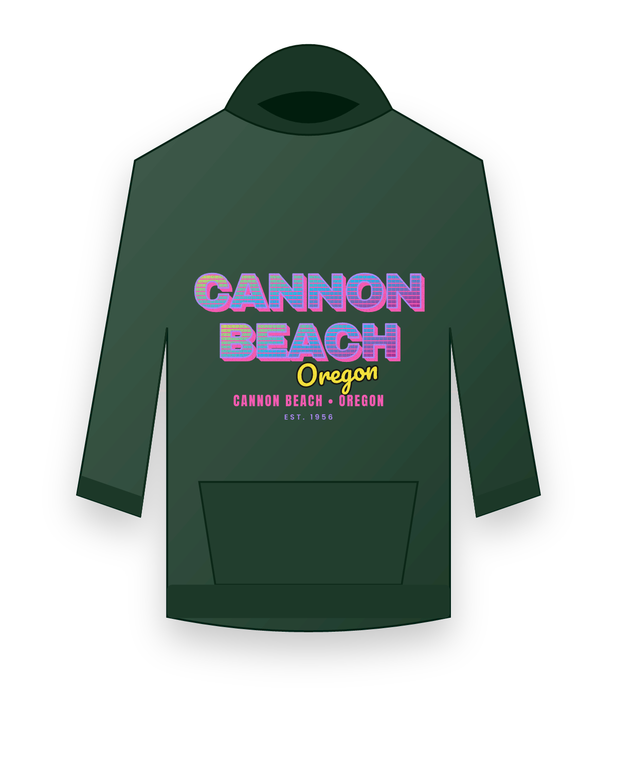 Cannon Beach Music TV Hooded Sweatshirt in Forest Green