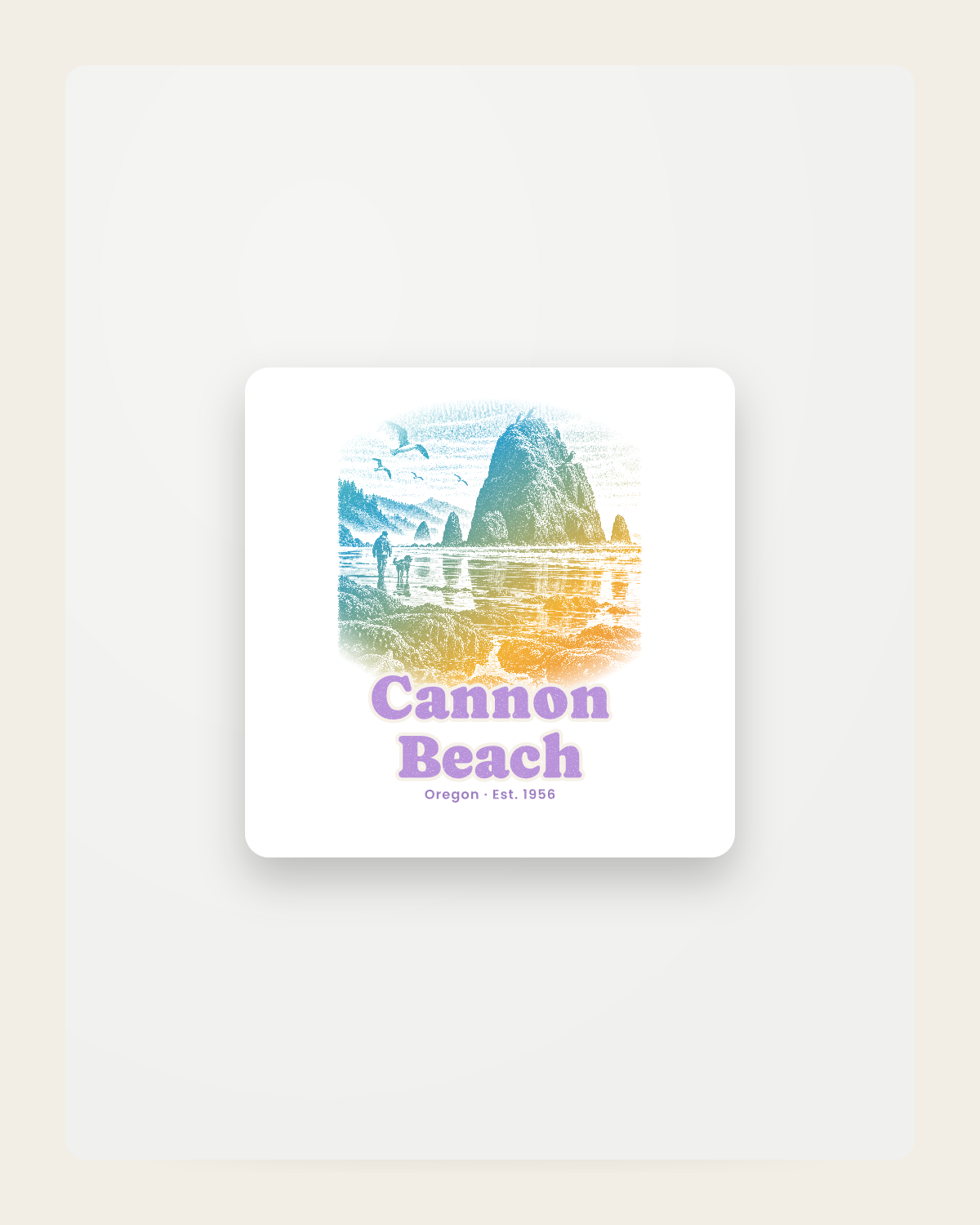 Cannon Beach Haystack Rock Fridge Magnet in White