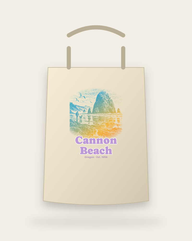 Cannon Beach Haystack Rock Canvas Tote