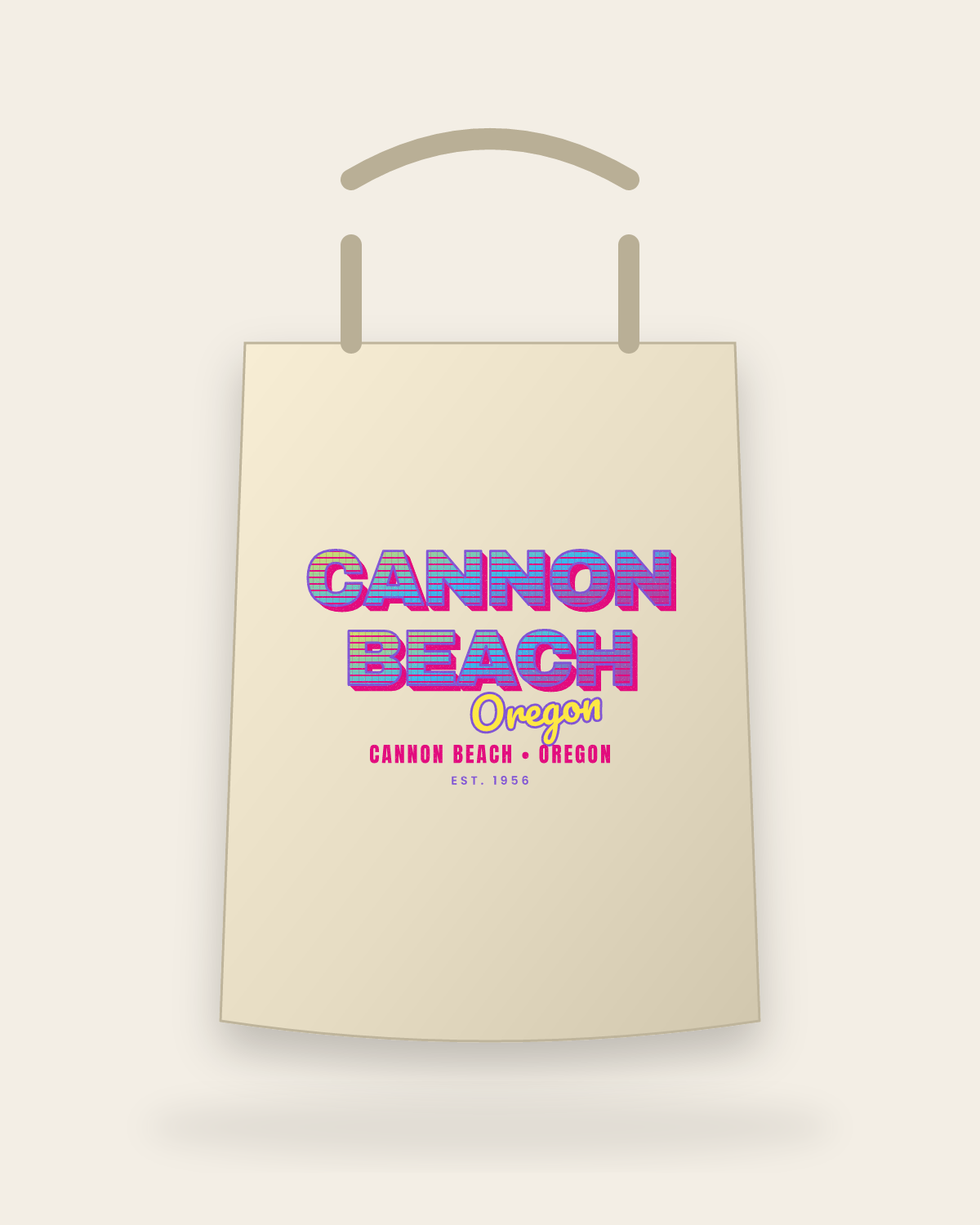 Cannon Beach Music TV Canvas Tote in Beige