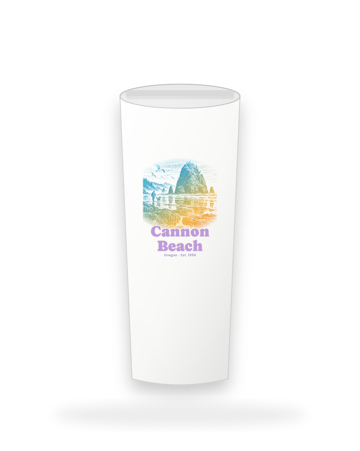 Cannon Beach Haystack Rock Insulated Tumbler 20oz in White