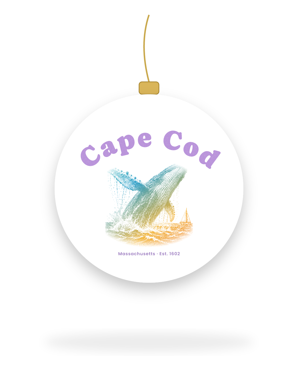Cape Cod Humpback Whale Ceramic Ornament in White