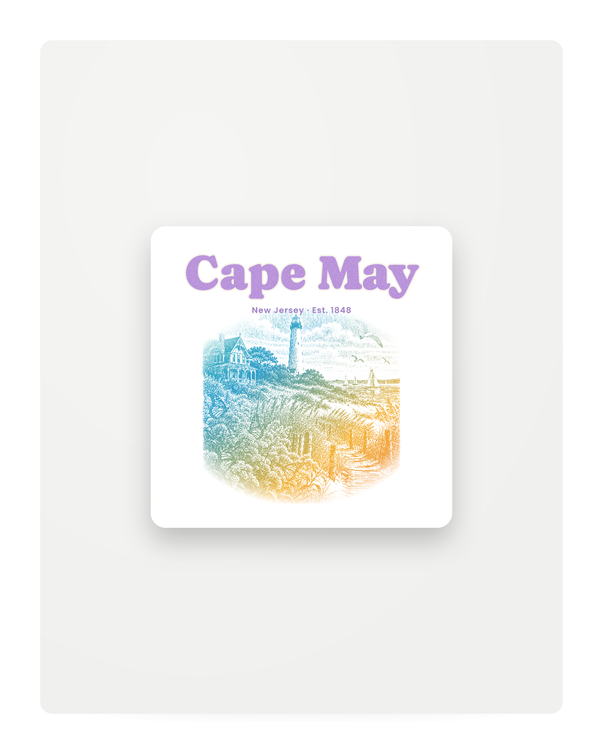 Cape May Lighthouse & Monarchs Fridge Magnet in White