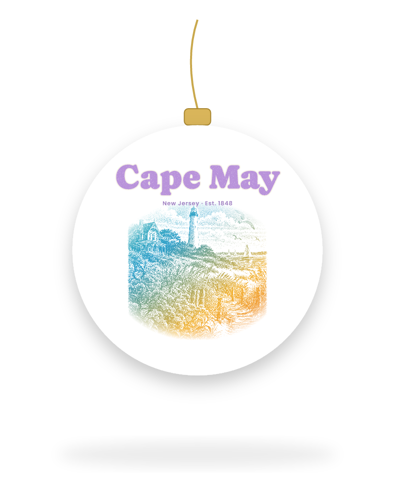 Cape May Lighthouse & Monarchs Ceramic Ornament