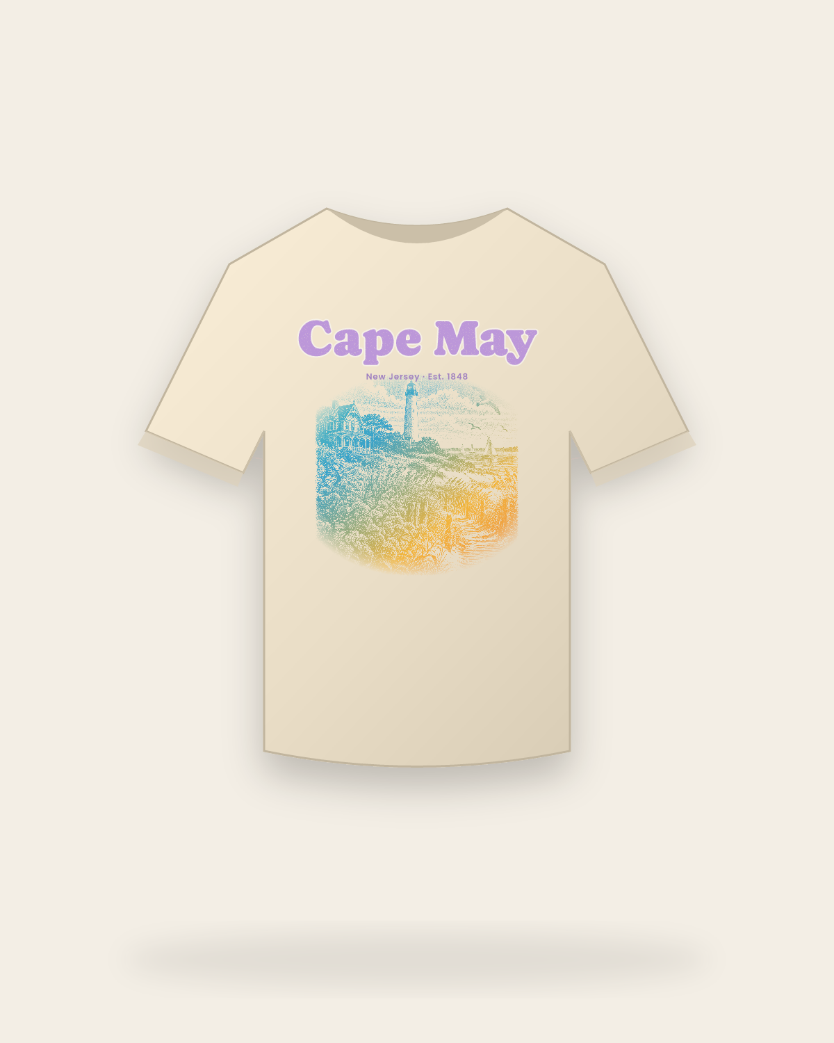 Cape May Lighthouse & Monarchs Classic Tee in Natural