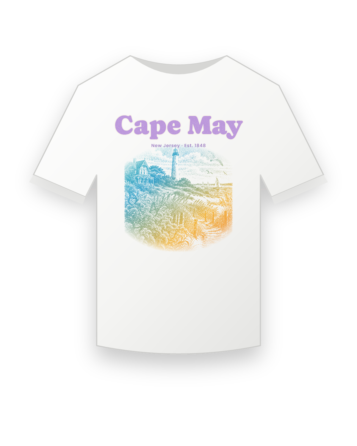Cape May Lighthouse & Monarchs Youth Tee in White