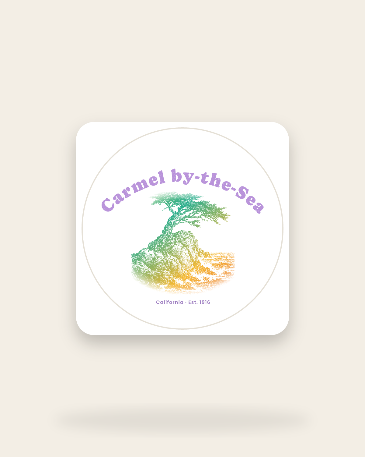 Carmel-by-the-Sea Lone Cypress Kiss-Cut Sticker in White