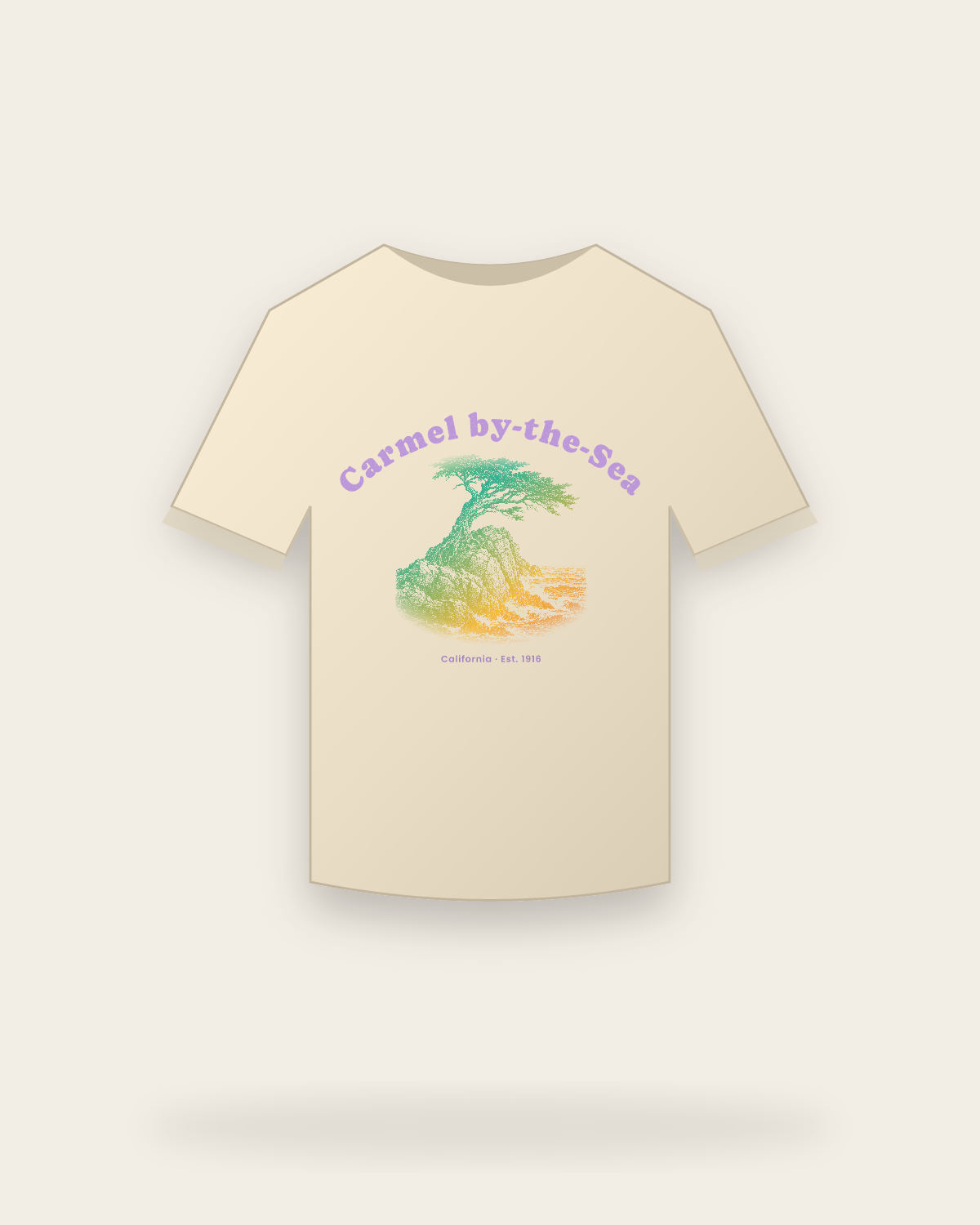 Carmel-by-the-Sea Lone Cypress Organic Cotton Tee in Natural