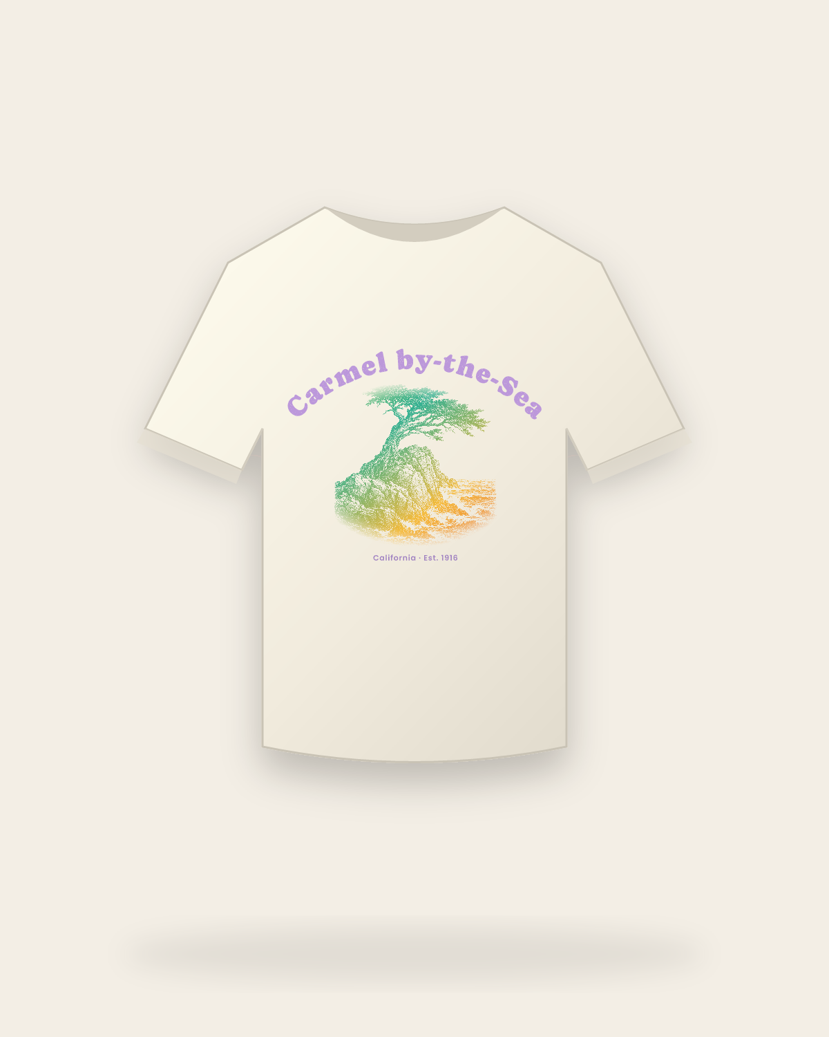 Carmel-by-the-Sea Lone Cypress Vintage Wash Tee in Ivory