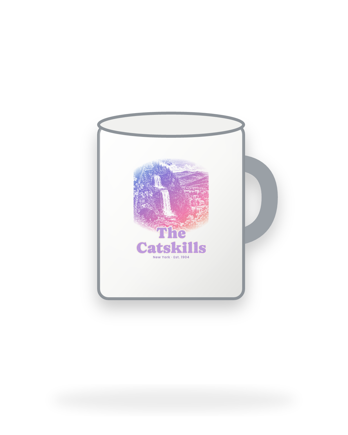 The Catskills Gorge Falls Enamel Camp Mug in White