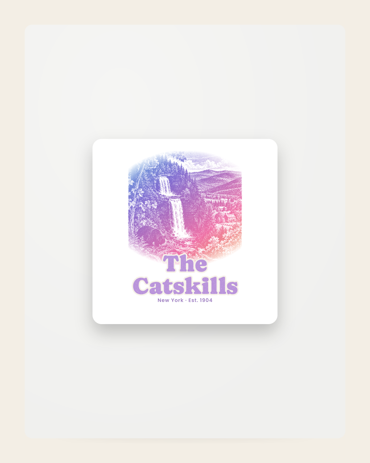 The Catskills Gorge Falls Fridge Magnet in White