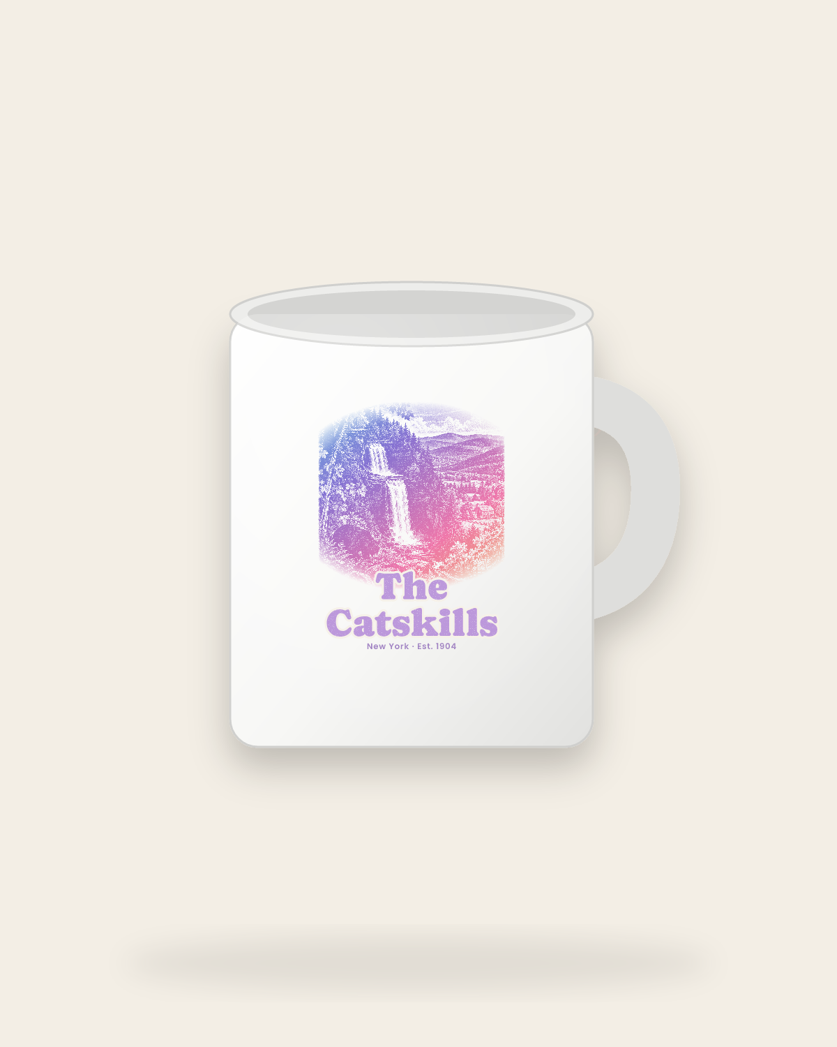 The Catskills Gorge Falls Ceramic Mug 11oz in White