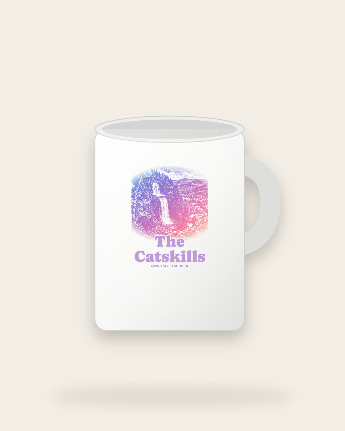 The Catskills Gorge Falls Ceramic Mug 15oz in White