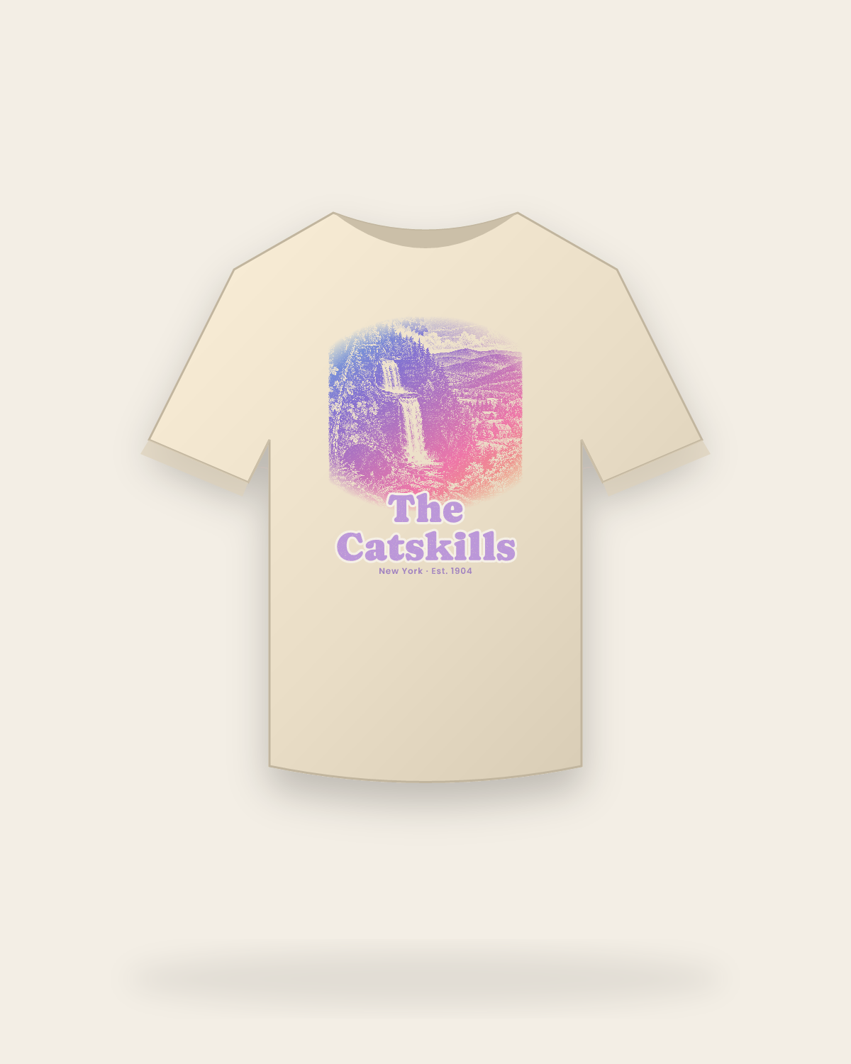 The Catskills, NY Gorge Falls Classic Tee in Natural