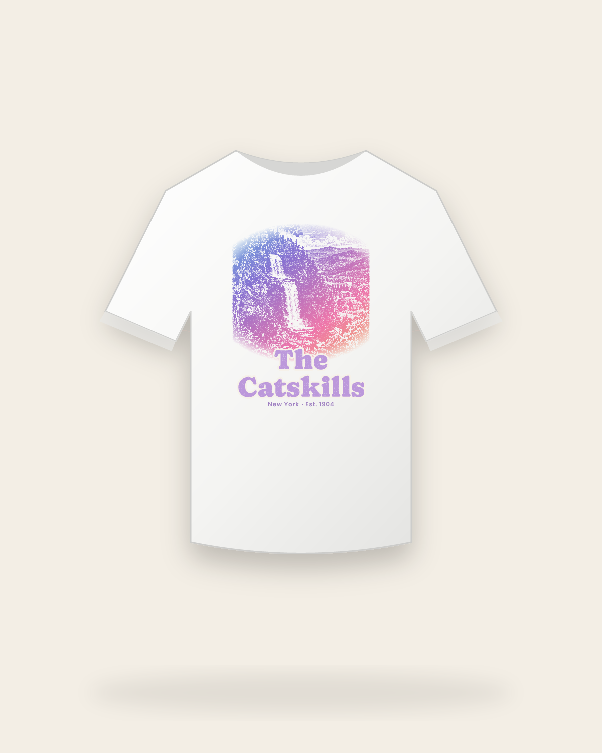 The Catskills Gorge Falls Youth Tee in White