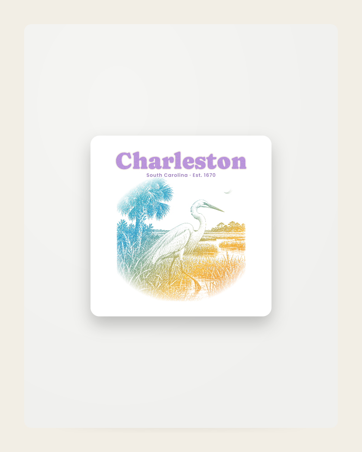 Charleston Marsh Egret Fridge Magnet in White