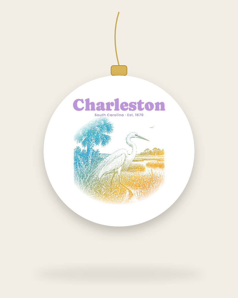 Charleston Marsh Egret Ceramic Ornament
