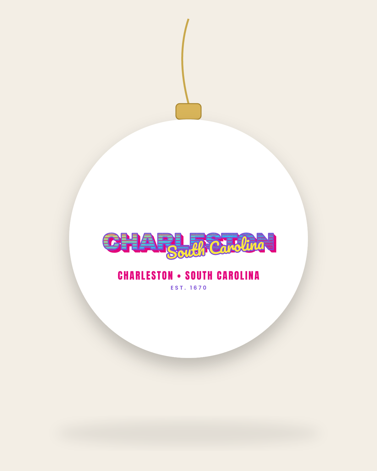 Charleston Music TV Ceramic Ornament in White