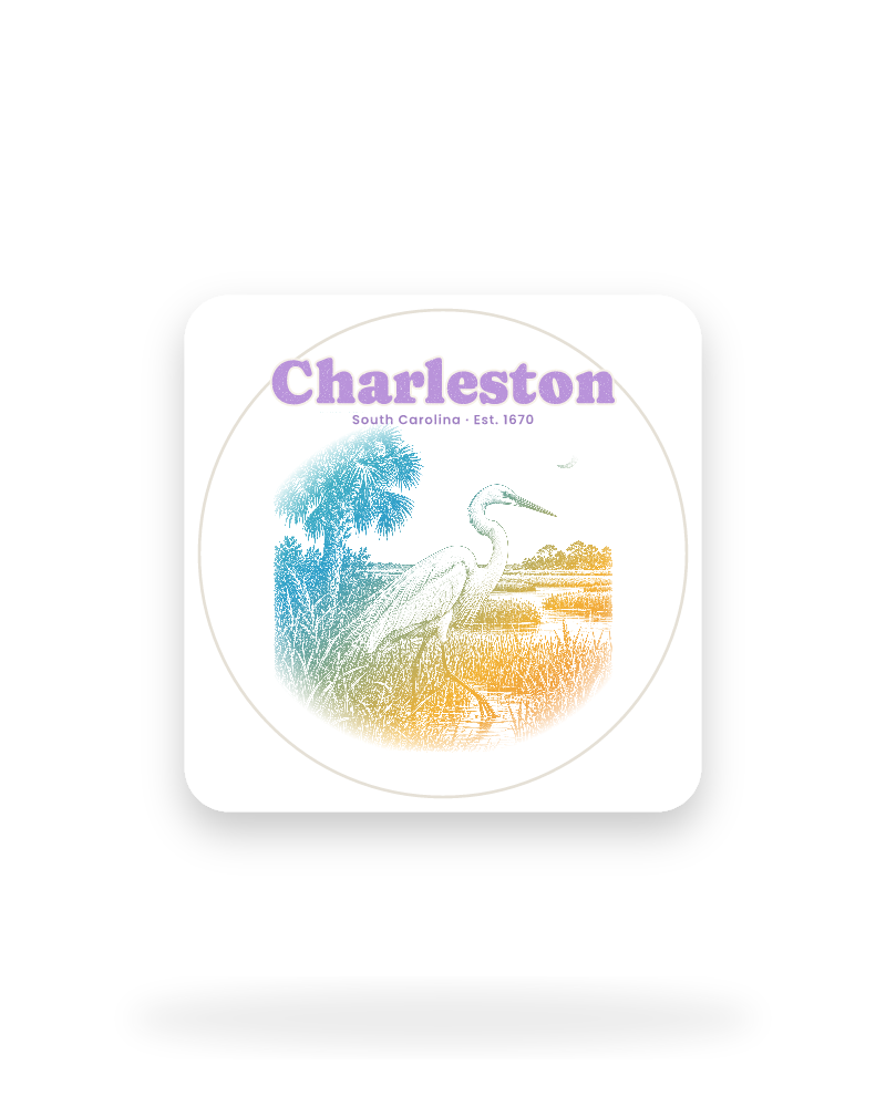 Charleston Marsh Egret Kiss-Cut Sticker