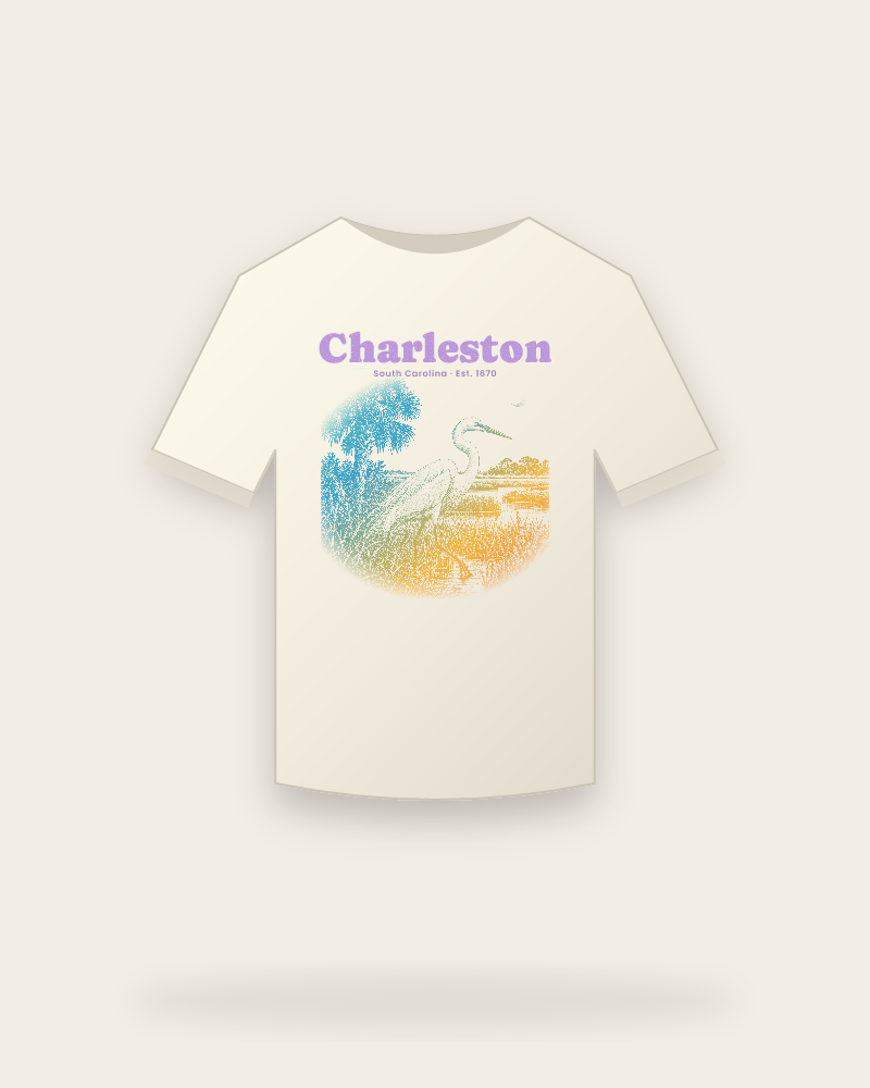 Charleston Marsh Egret Vintage Wash Tee
