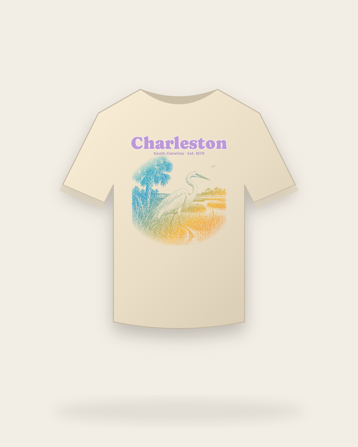 Charleston Marsh Egret Classic Tee in Natural
