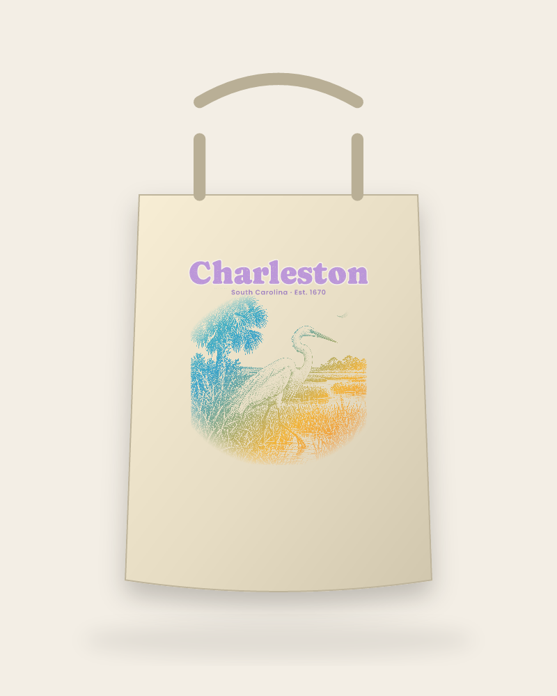 Charleston Marsh Egret Canvas Tote
