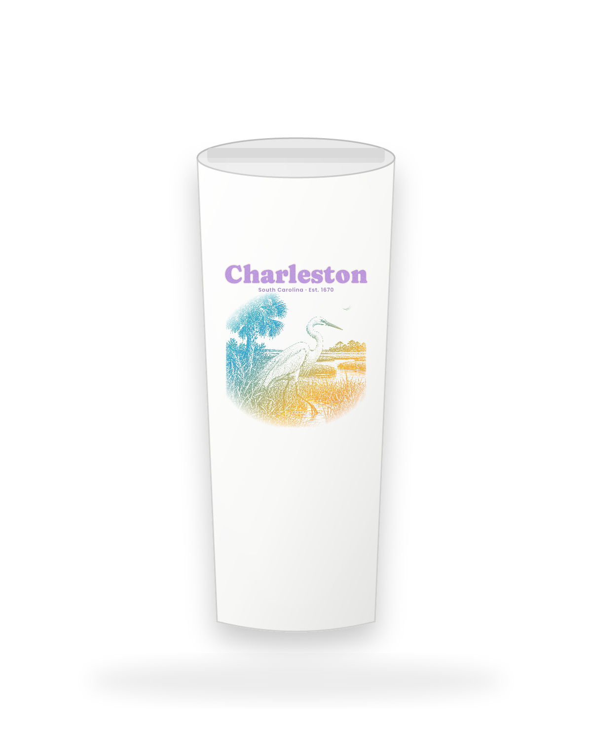 Charleston Marsh Egret Insulated Tumbler 20oz in White