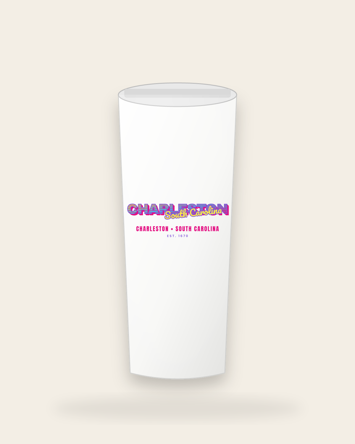 Charleston Music TV Insulated Tumbler 20oz in White