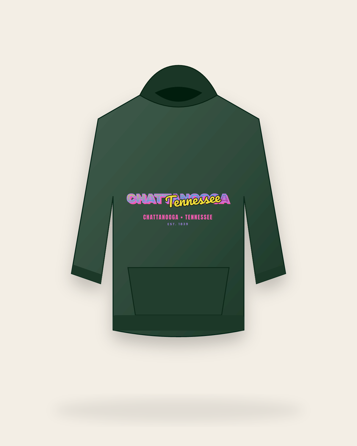 Chattanooga Music TV Hooded Sweatshirt in Forest Green