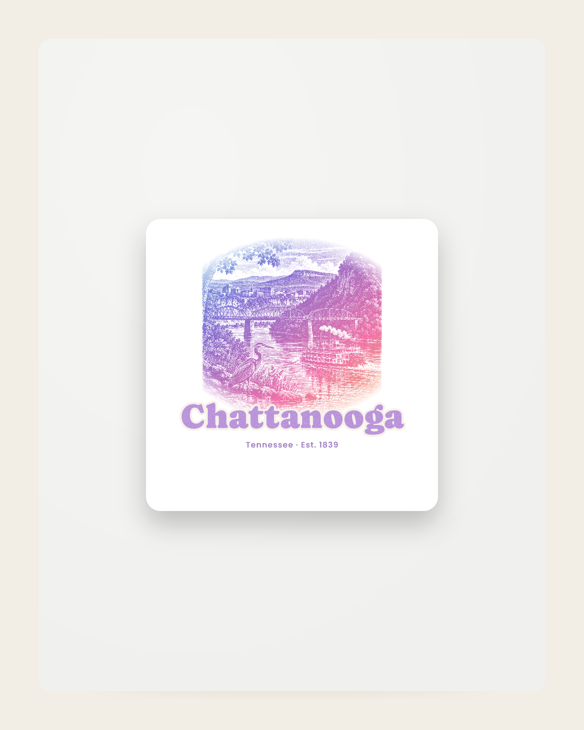 Chattanooga River Bend Fridge Magnet in White