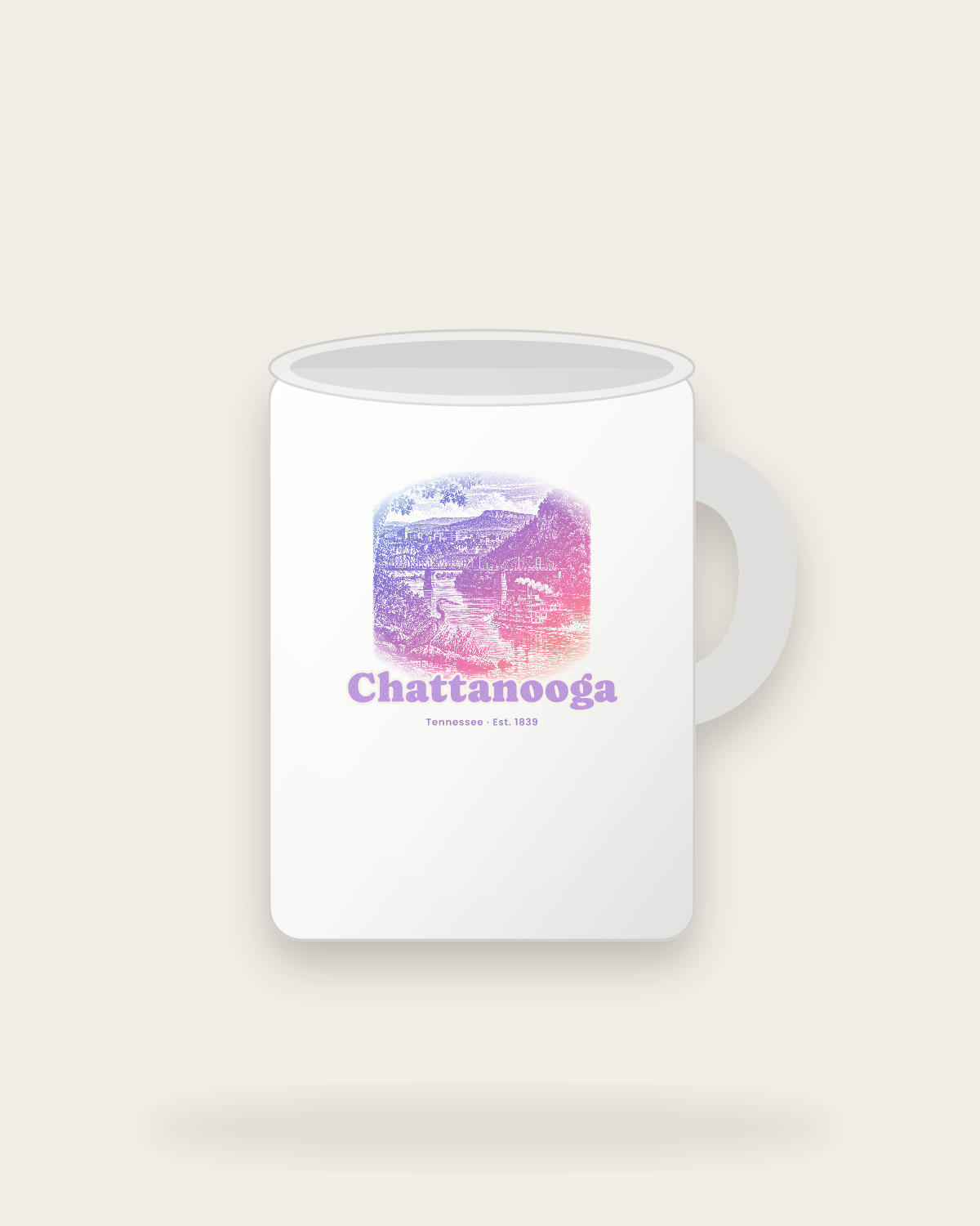 Chattanooga River Bend Ceramic Mug 15oz in White