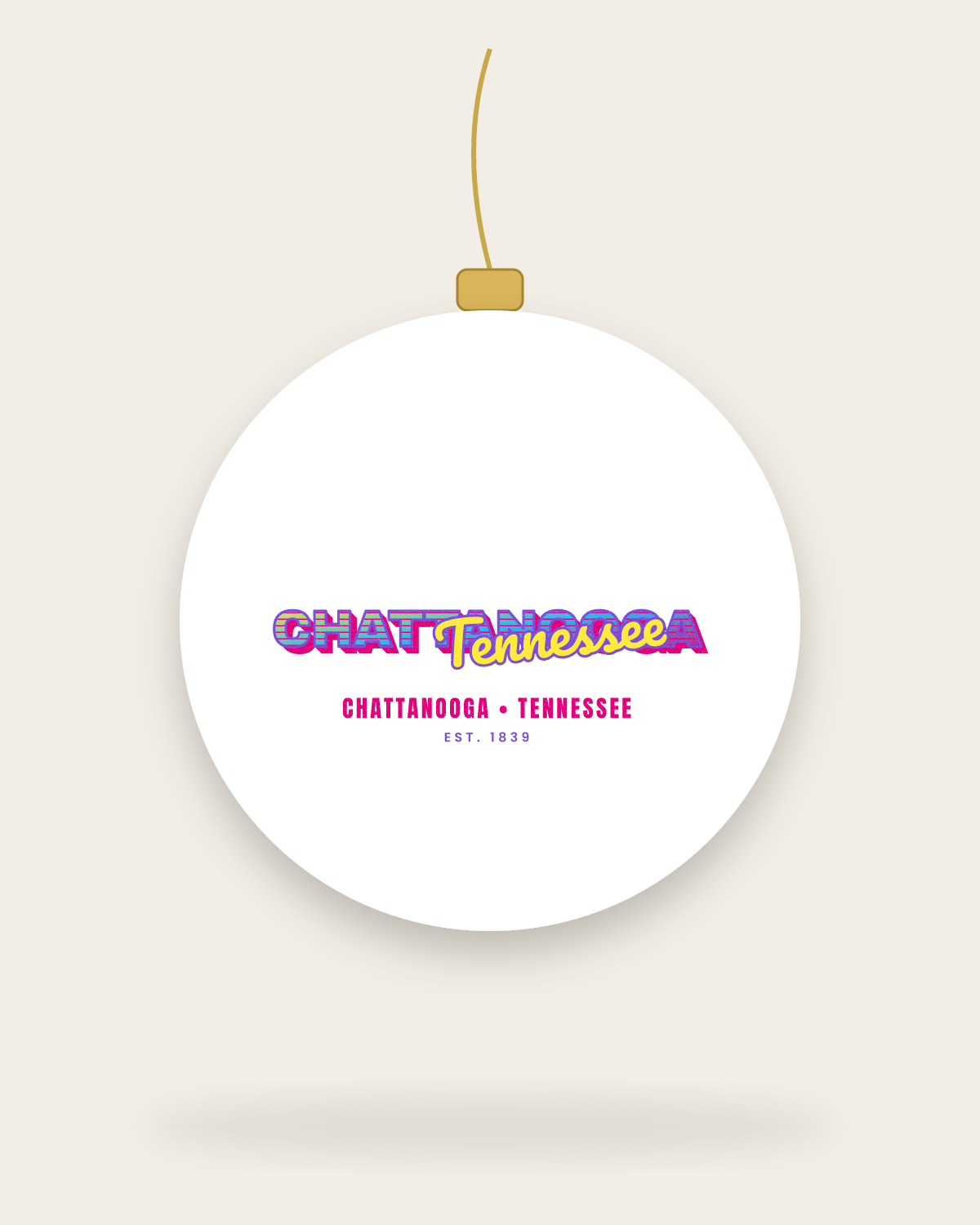 Chattanooga Music TV Ceramic Ornament in White