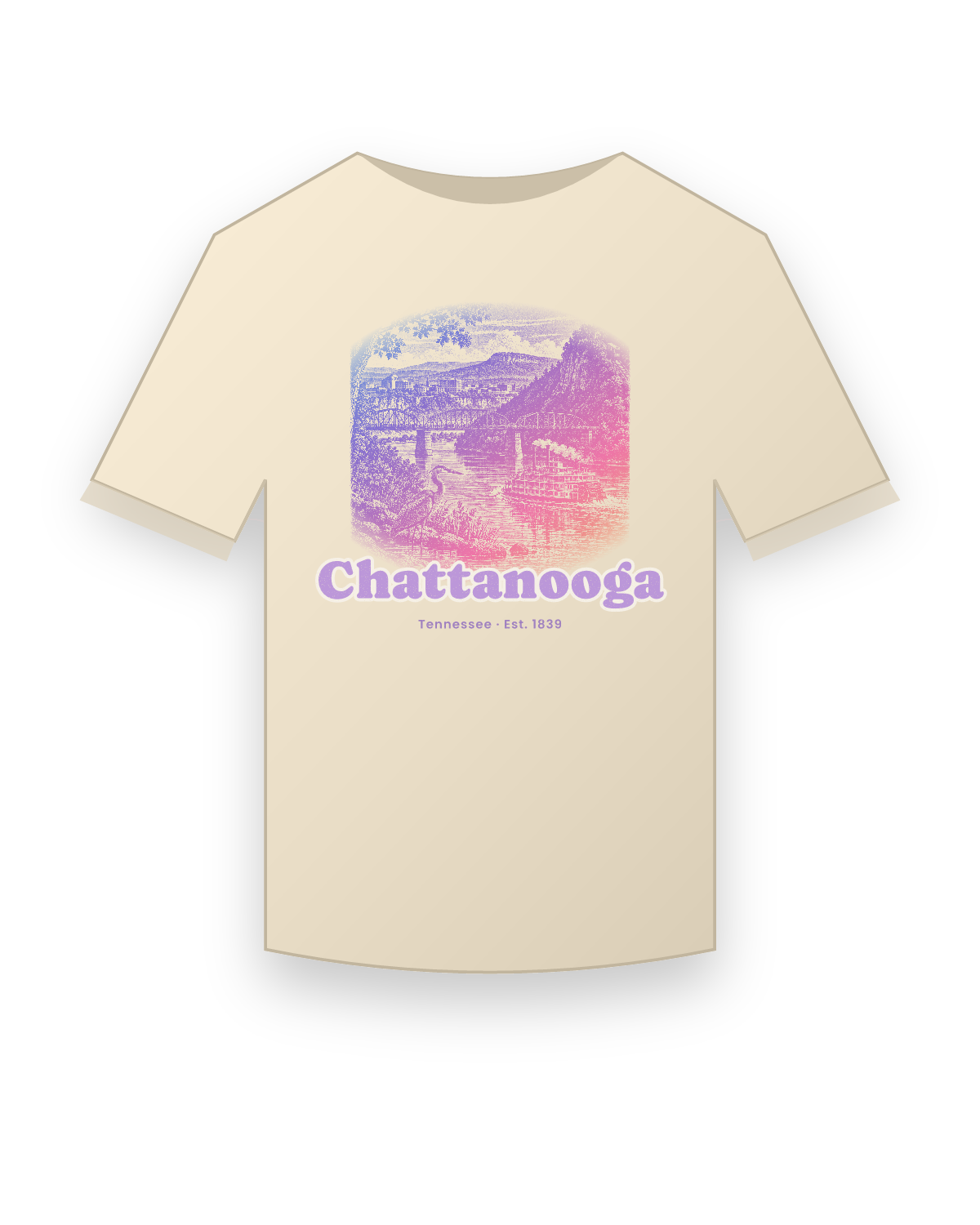 Chattanooga, TN River Bend Classic Tee in Natural