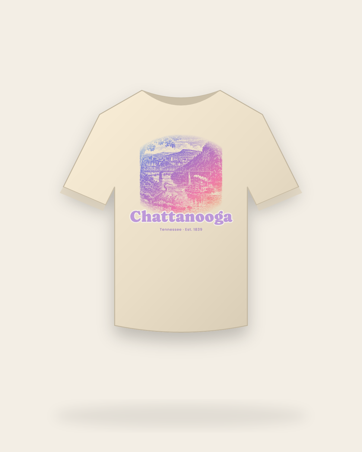Chattanooga River Bend Classic Tee in Natural