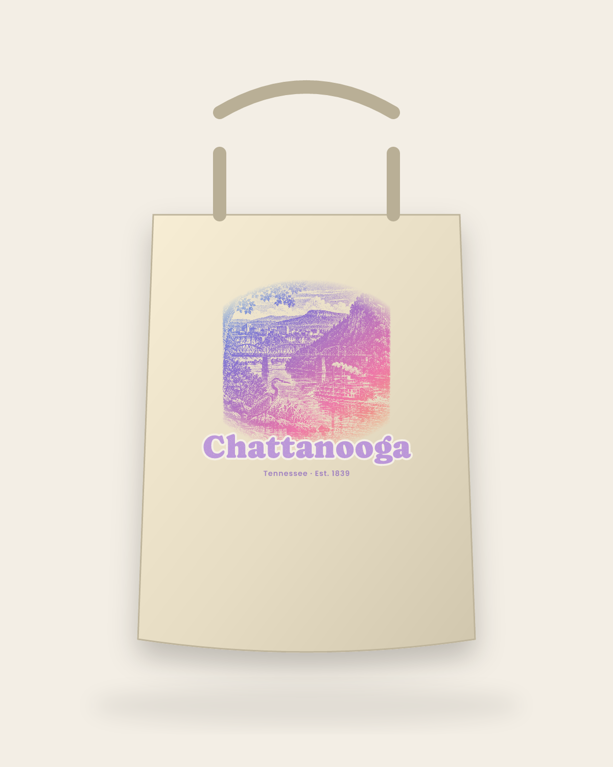 Chattanooga River Bend Canvas Tote in Beige