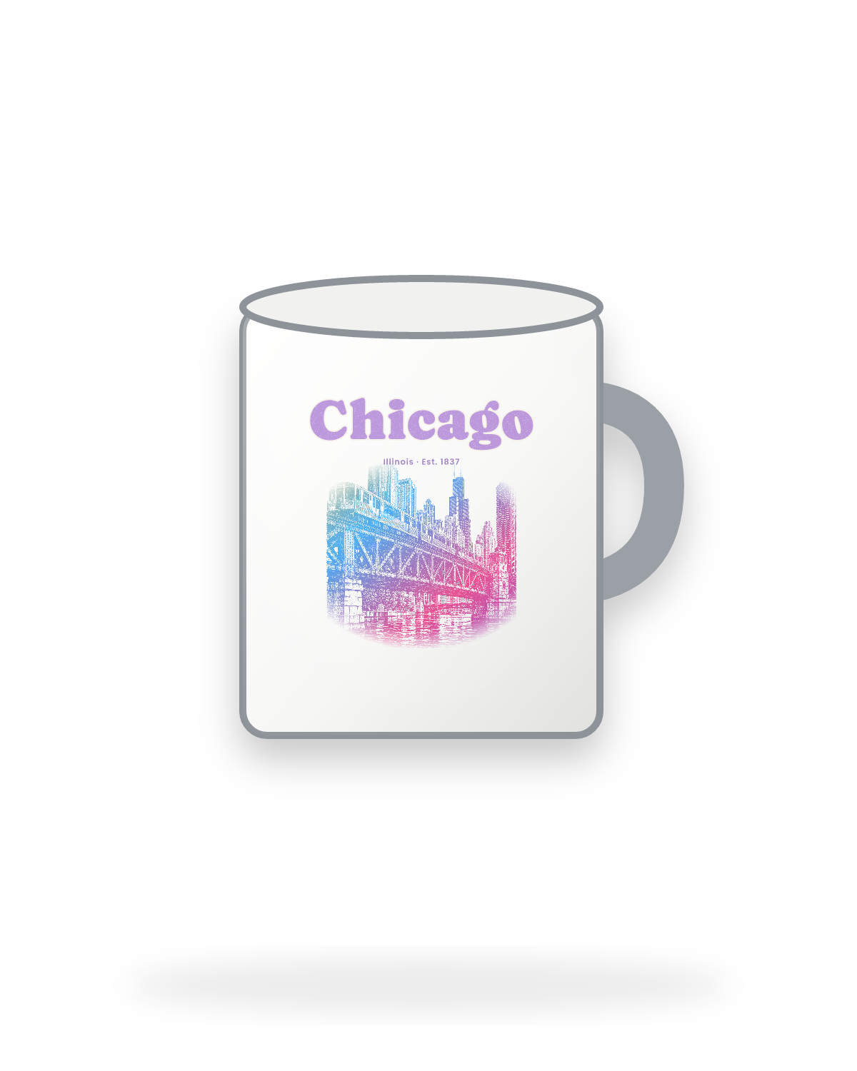 Chicago The L Train Enamel Camp Mug in White
