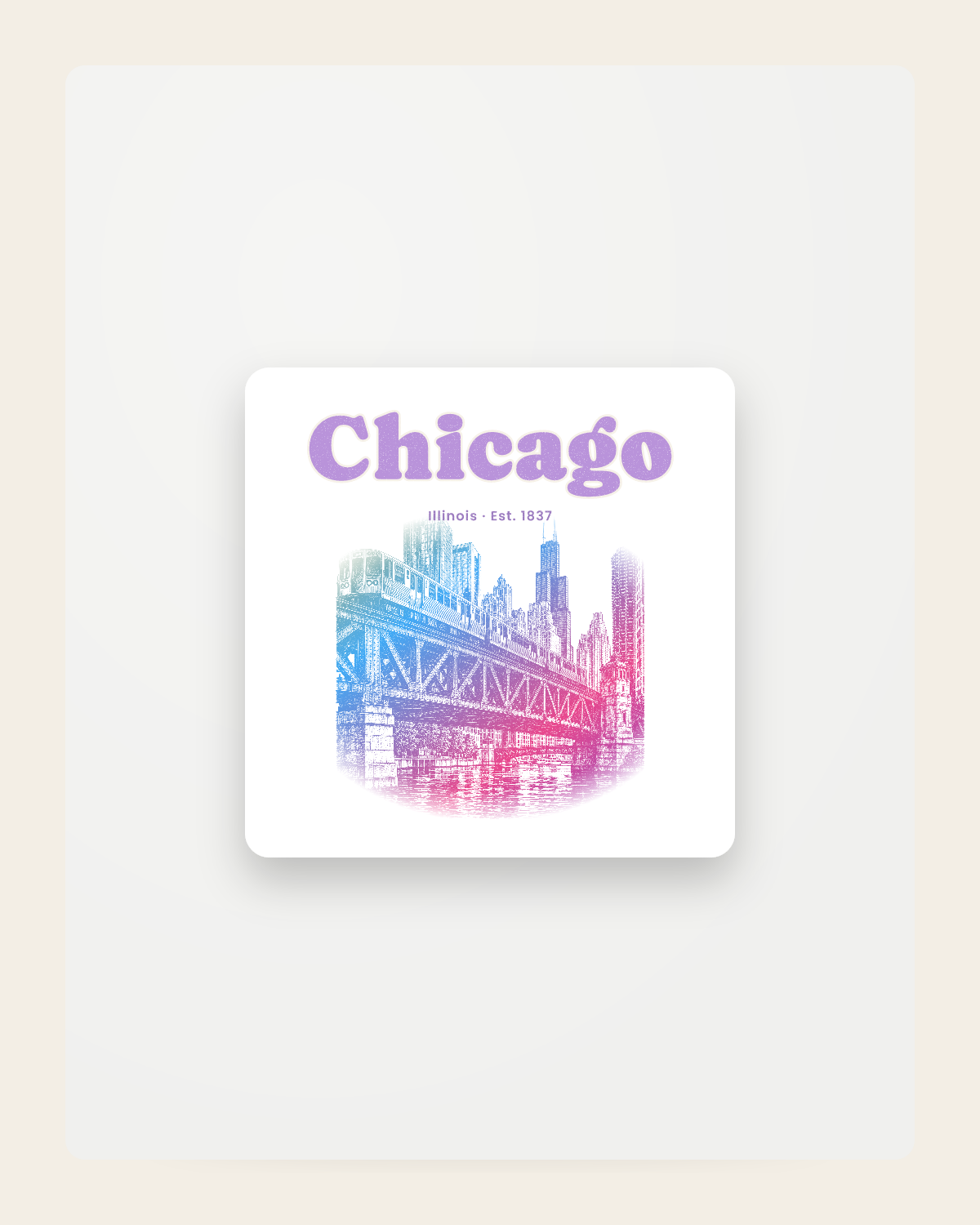 Chicago The L Train Fridge Magnet in White