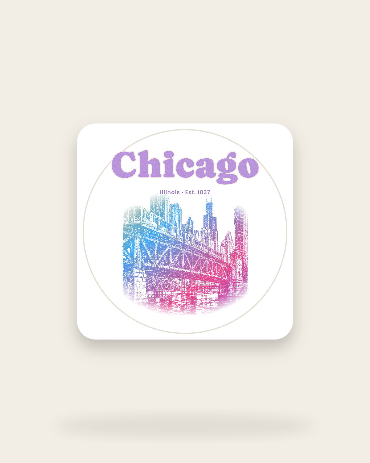Chicago The L Train Kiss-Cut Sticker in White