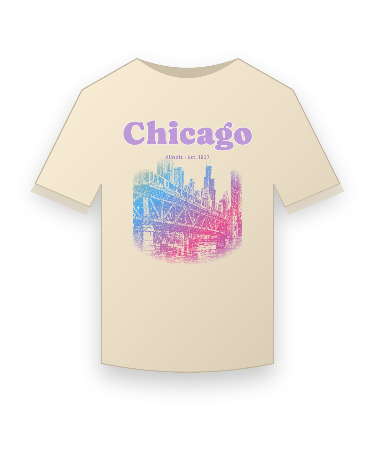 Chicago The L Train Organic Cotton Tee in Natural