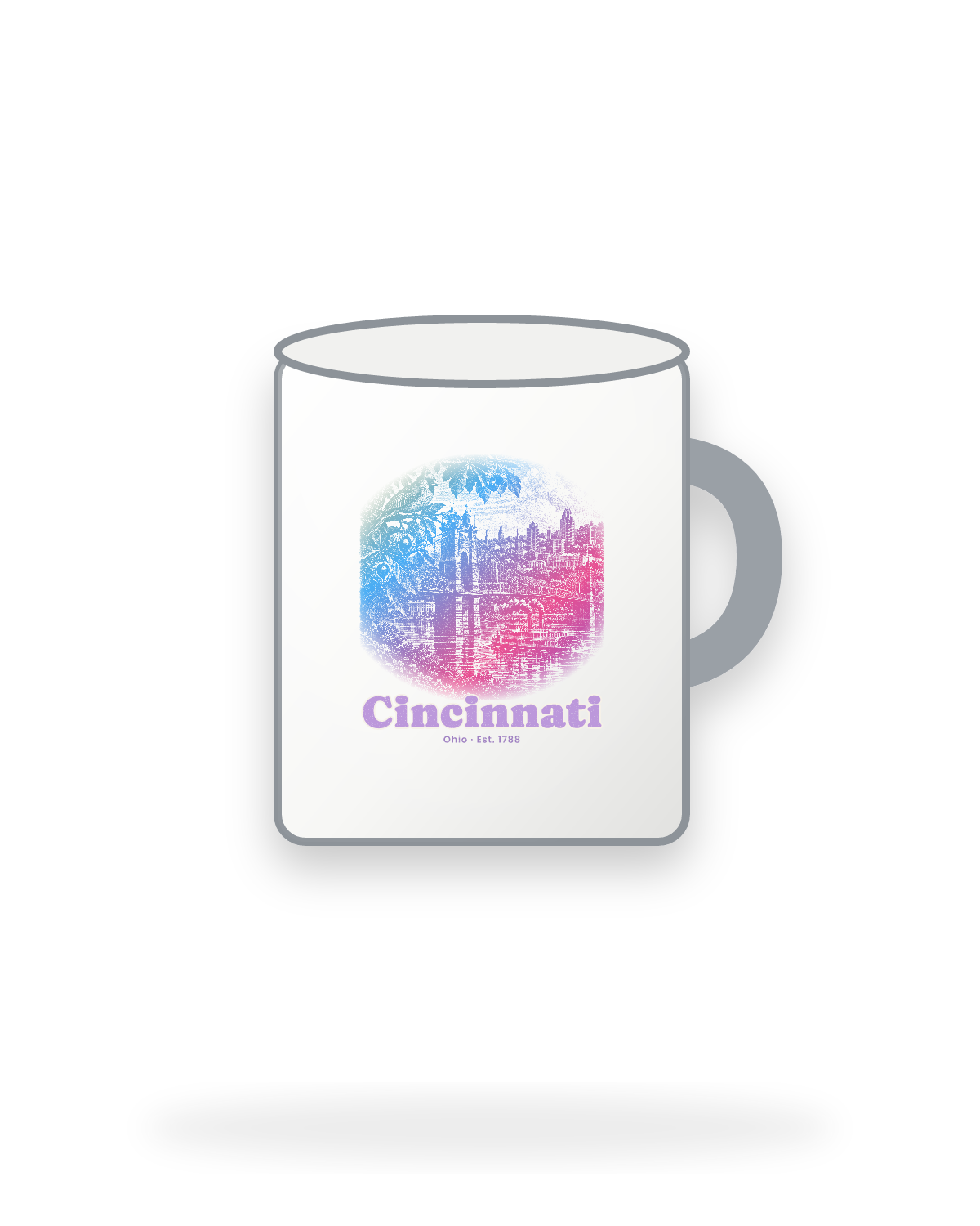 Cincinnati Suspension Bridge Enamel Camp Mug in White