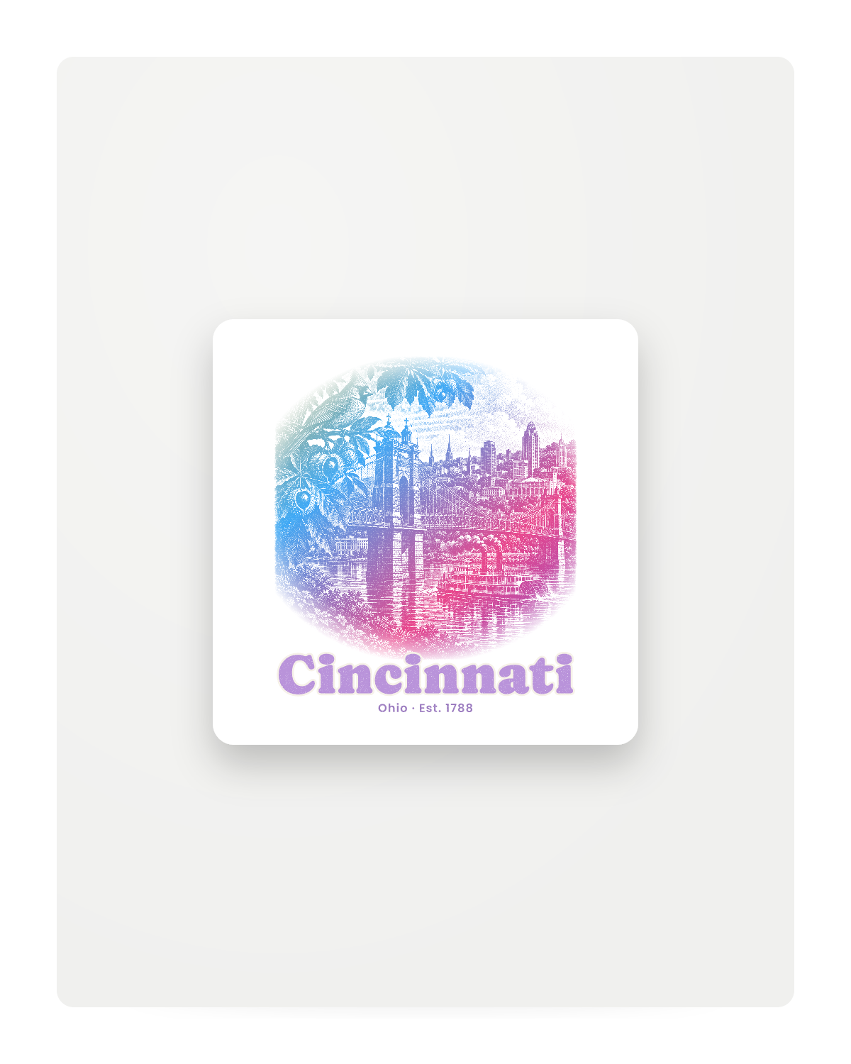 Cincinnati Suspension Bridge Fridge Magnet in White