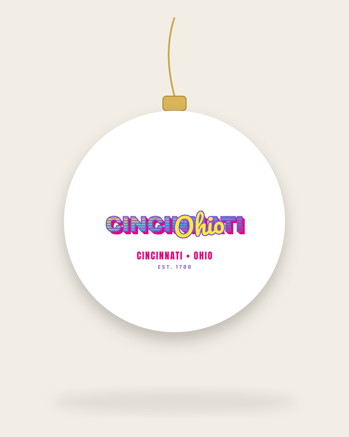Cincinnati Music TV Ceramic Ornament in White